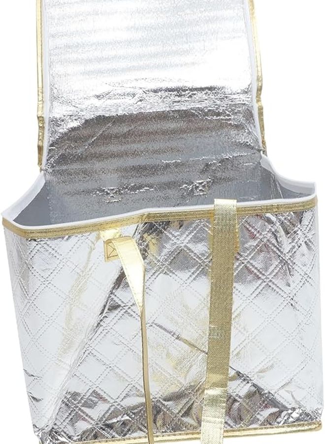 حقيبة تسوق معزولة قابلة لإعادة الاستخدام مع سحاب مبرد حراري للتخييم والنزهات وتخزين الطعام - Image 1